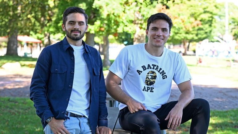 Chris Abbenda, left, and David Pejovic, at Phelps Lane Park...