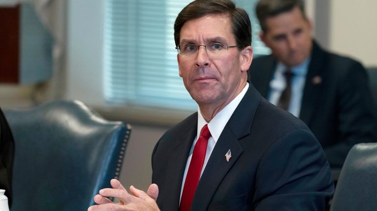 Secretary of Defense Mark Esper speaks Sept. 22, 2020, at...