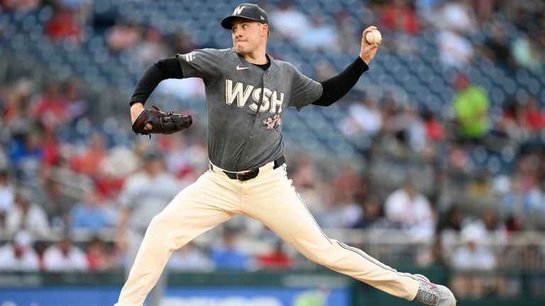 Washington Nationals starting pitcher Patrick Corbin throws during the fourth...