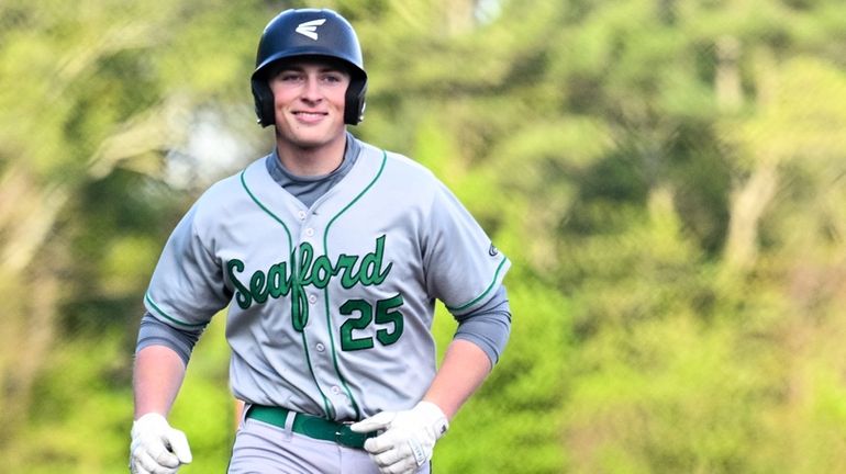 Nick Apollo of Seaford is all smiles after his two-run...