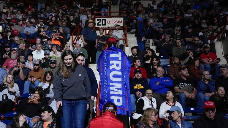 Supporters arrive before Republican presidential candidate former President Donald Trump...