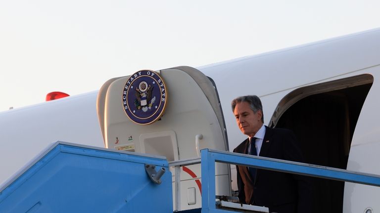 U.S. Secretary of State Antony Blinken arrives in Tel Aviv,...