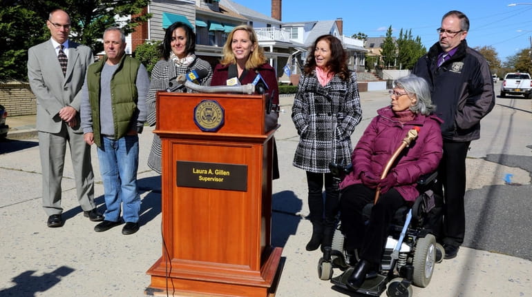 Hempstead Supervisor Laura Gillen on Thursday announces the replacement of lead...