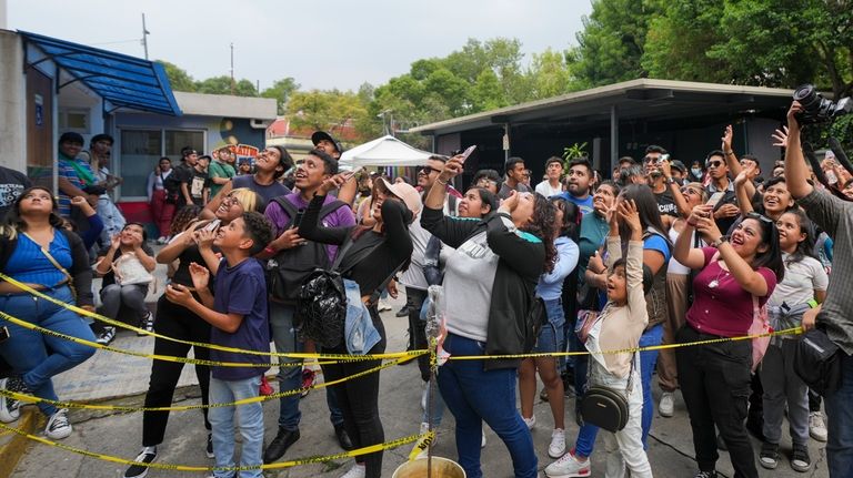 Fans cheer for Wisin, the "puppy luchador" at a lucha...