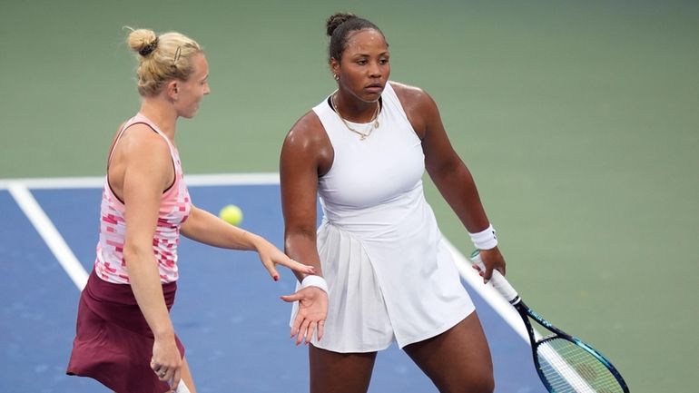 Katerina Siniakova, of the Czech Republic, and Taylor Townsend, of...