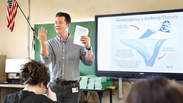 English teacher John Hampson teaches a writing class at Wantagh...