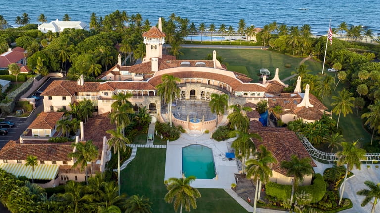 An aerial view of former President Donald Trump's Mar-a-Lago estate...