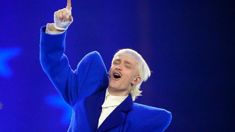 Joost Klein of Netherlands performs the song Europapa during the...