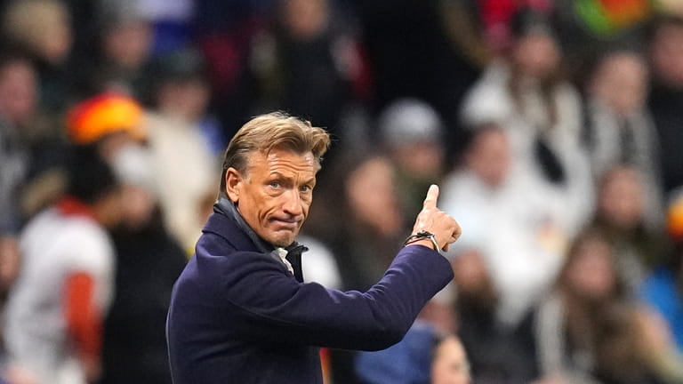 France's head coach Herve Renard gestures during the Nations League...