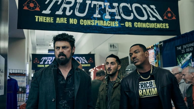 This image released by Prime Video shows Karl Urban, from...