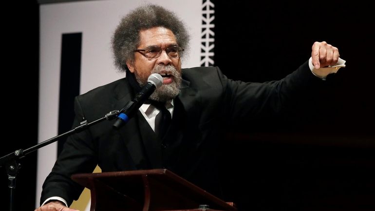 Harvard Professor Cornel West speaks, Oct. 22, 2019, in Cambridge,...