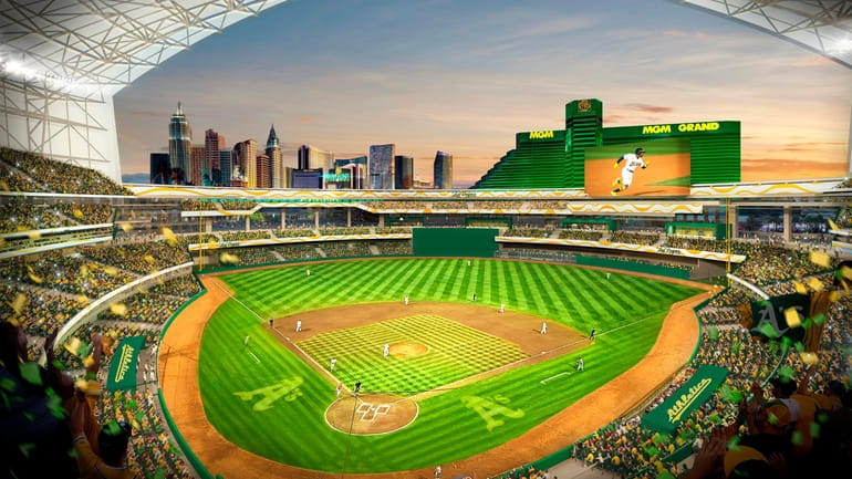 In this rendering released by the Oakland Athletics Friday, May...