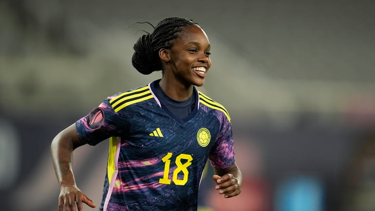 Colombia's Linda Caicedo celebrates after scoring a goal against Panama...