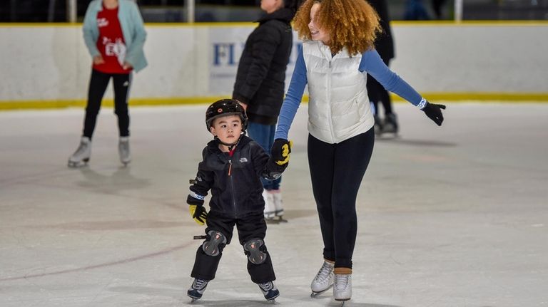 Skaters at Andrew Stergiopoulos Ice Rink in Great Neck.