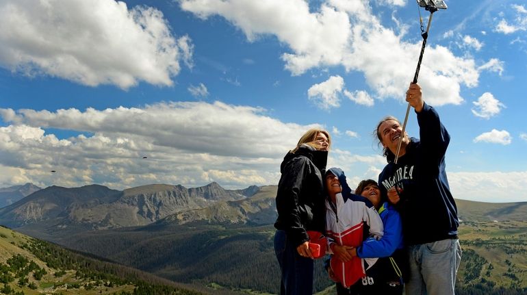 The mountainous setting at the Gore Range overlook in Rocky...