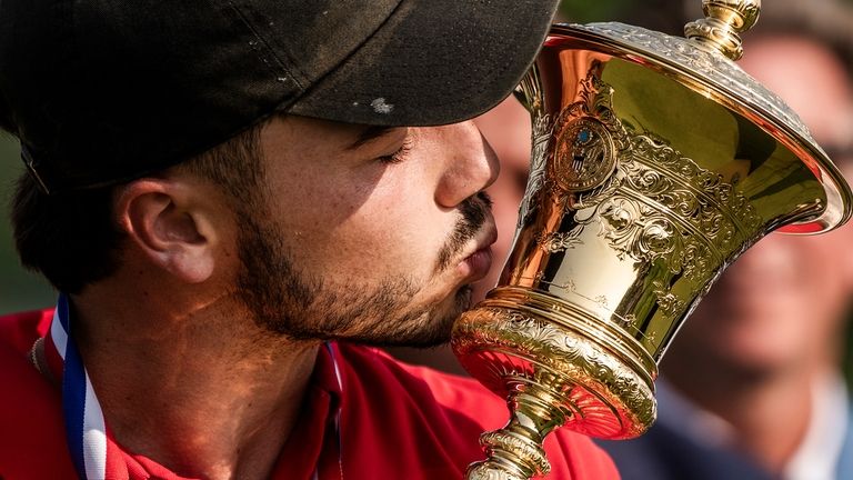 Jose Luis Ballester soaks in his win at Hazeltine National...