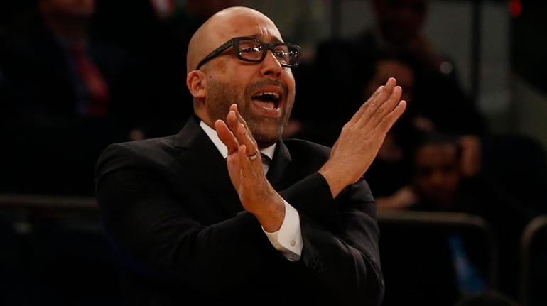 Knicks head coach David Fizdale reacts against the Timberwolves at...