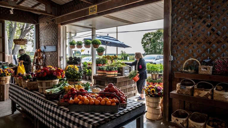 Produce stand at Andrews Family Farm in Wading River, Wednesday...