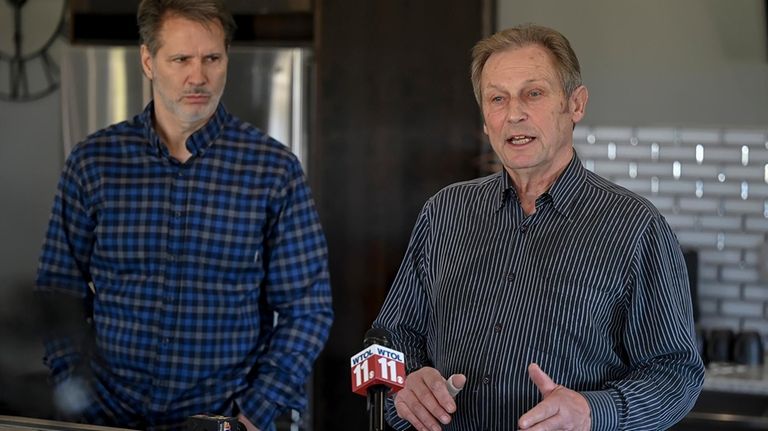 Gregg Hardy, brother of missing woman Dee Warner, speaks during...