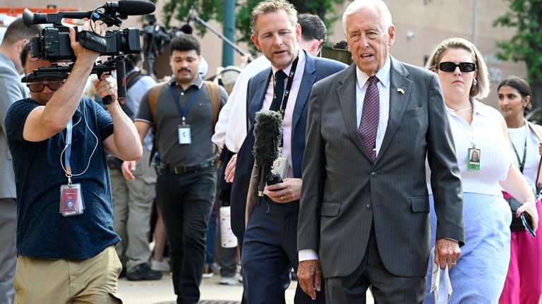 Rep. Steny Hoyer, D-Md., arrives at the Democratic National Headquarters...