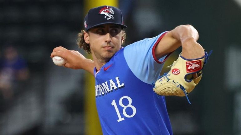 Brandon Sproat of the Mets pitches during the third inning...