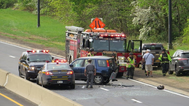 The scene of an accident Monday on the southbound Wantagh...