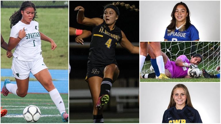 (Clockwise from left) Amira Elrington-Edwards of Elmont, Quinci Gallagher of St. Anthony's, Samantha...