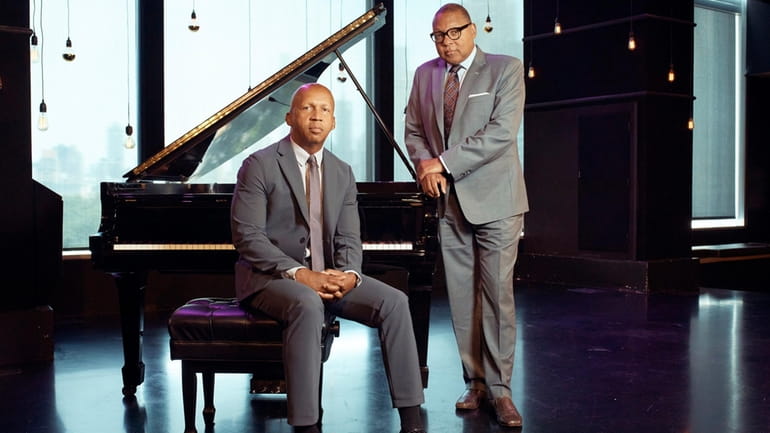 Pulitzer Prize-winning jazz artist Wynton Marsalis, right, and Bryan Stevenson,...