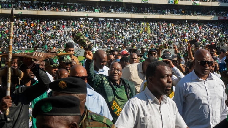 Former South African President Jacob Zuma arrives at Orlando stadium...