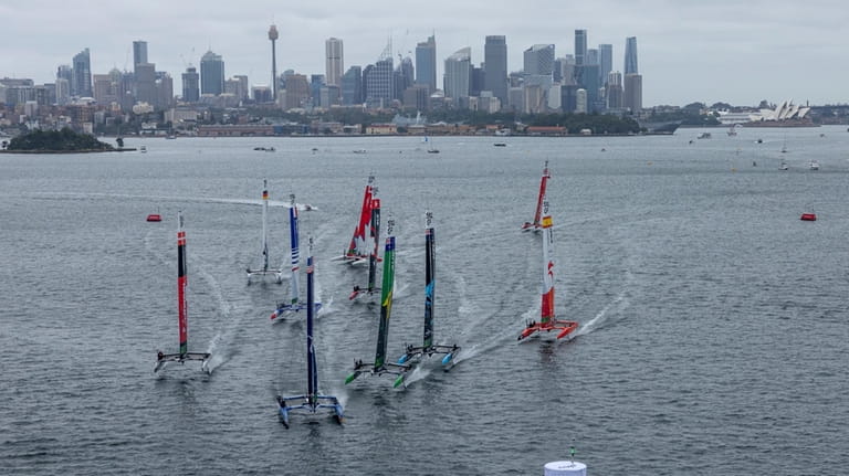 USA SailGP Team helmed by Taylor Canfield leads the SailGP...