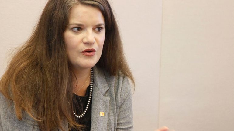 New Mexico Secretary of State Maggie Toulouse Oliver speaks during...