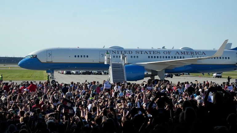 Air Force Two with Democratic presidential nominee Vice President Kamala...