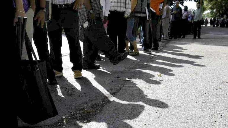 The job fair lines continue. Employment growth has been slowing...