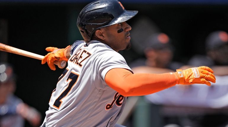 Detroit Tigers' Eric Haase plays during a baseball game, Thursday