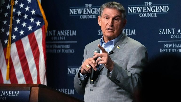 Sen. Joe Manchin, D-W.Va., speaks during the Politics and Eggs...