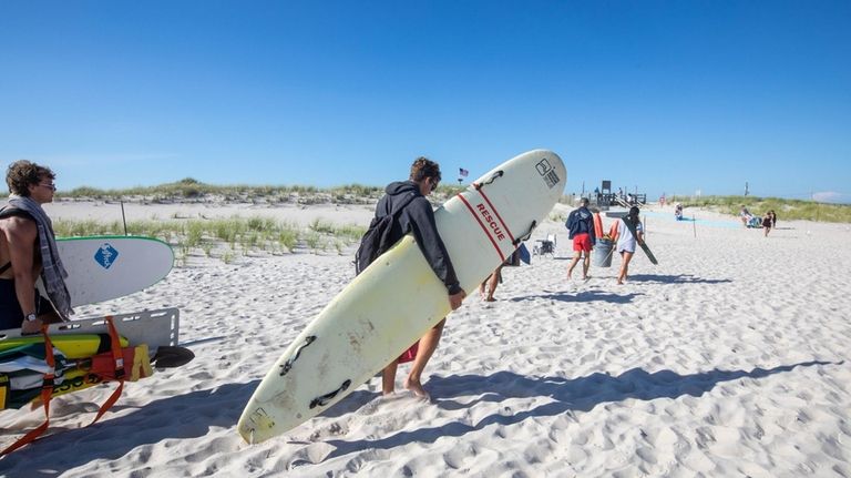 Lifeguards leave for the day at Cupsogue Beach County Park...