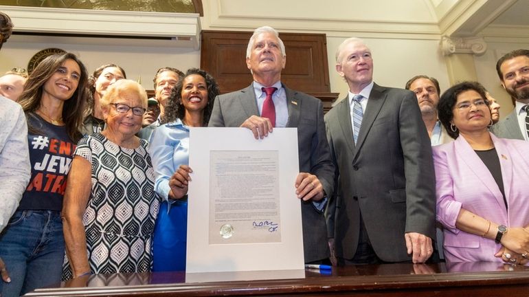 Nassau County Executive Bruce Blakeman signed into law a bill banning...