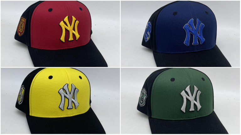The four different Harry Potter-themed Yankees hats that will be...