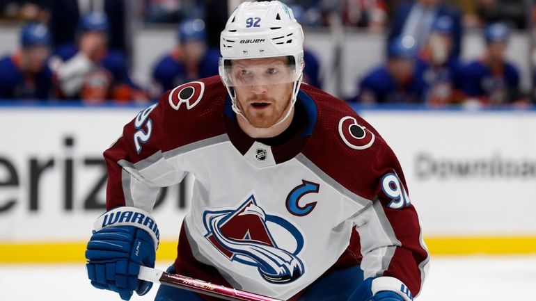 Colorado Avalanche left wing Gabriel Landeskog skates against the New...