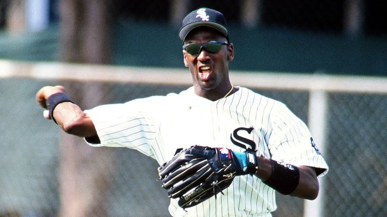 Michael Jordan during Chicago White Sox workouts at Ed Smith...