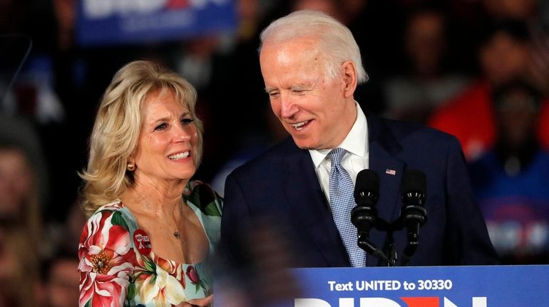 Democratic presidential candidate former Vice President Joe Biden, accompanied by...