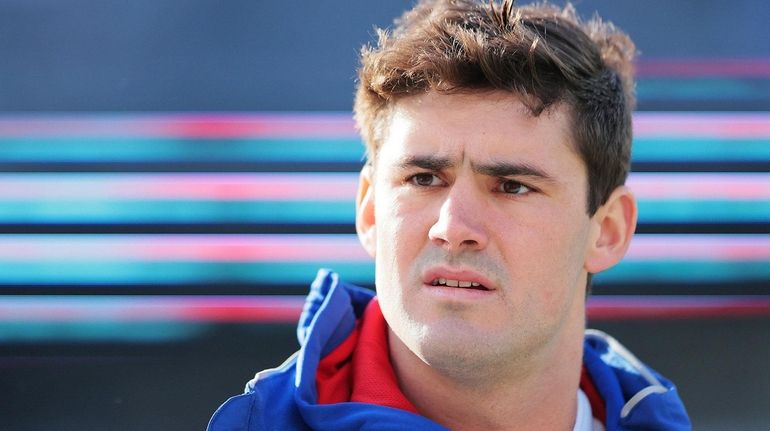 Daniel Jones of the Giants looks on before the game against...