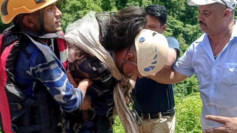 This photograph provided by Nepal Armed Police Force (APF) shows...