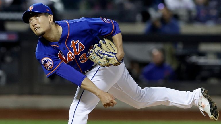 Kodai Senga of the Mets throws his 200th strikeout to end the...