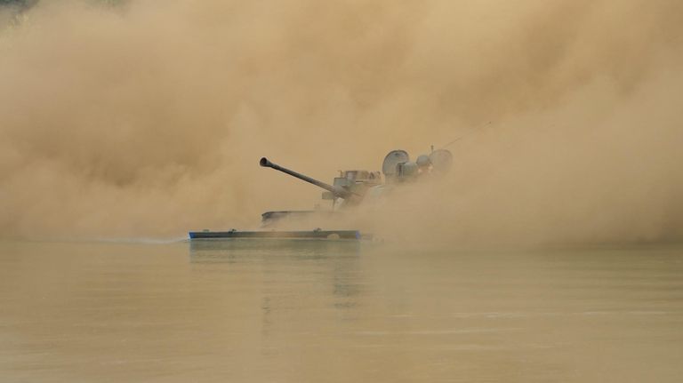 South Korea's K21 infantry fighting vehicle sails to shores in...