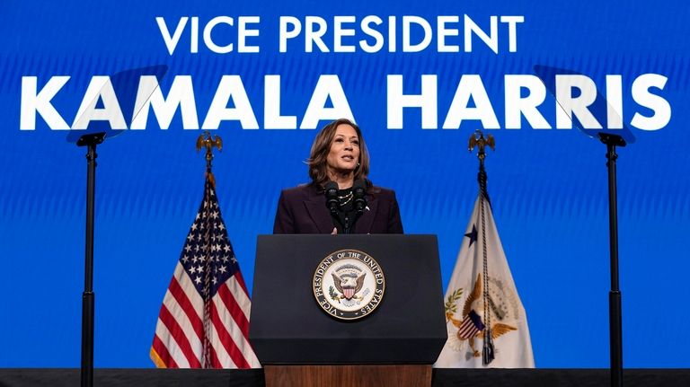 Vice President Kamala Harris speaks during the American Federation of...