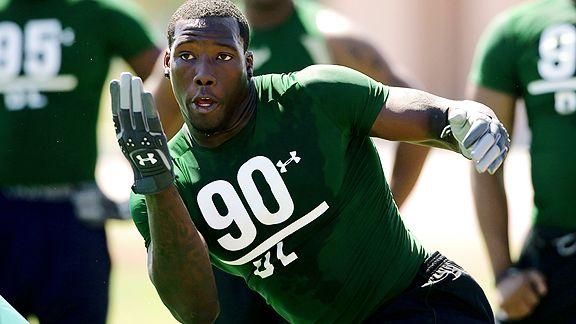 Jason Pierre-Paul at the NFL scouting combine in late February...