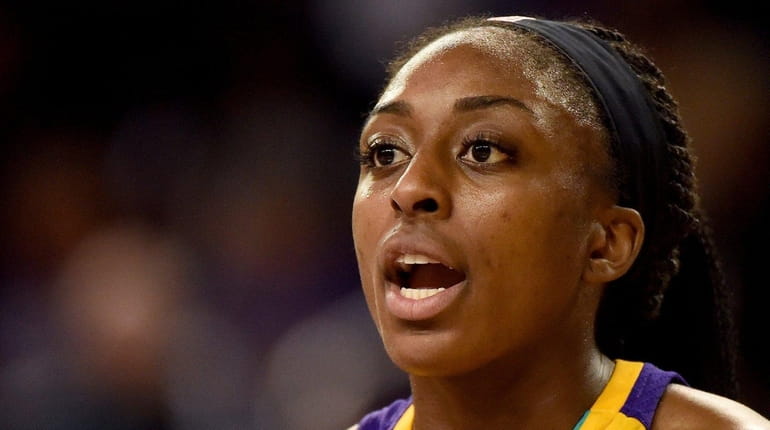 Forward Nneka Ogwumike #30 of the Los Angeles Sparks against...