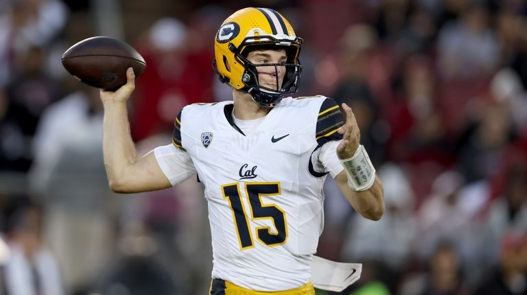 California quarterback Fernando Mendoza throws against Stanford during the first...