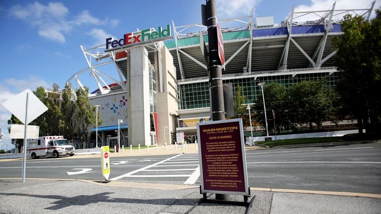 A view of FedExField before an NFL match against the...